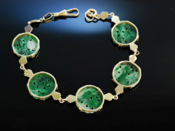 Art Deco! Armband Jade Gold 585 Wien um 1920 Spinat Jade