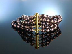 Elegantes Armband Zucht Perlen 5reihig Schlie&szlig;e Silber 925 vergoldet pearl bracelet