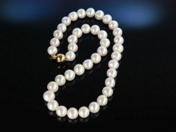 White Pearls! Edle Kette S&uuml;sswasser Zuchtperlen Gold 585