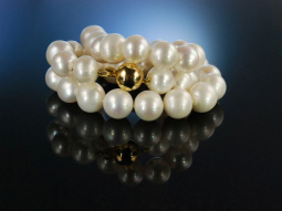 White Pearls! Edle Kette S&uuml;sswasser Zuchtperlen Gold...
