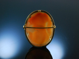 Vintage Gemmen Brosche Kamee Gold 9 Kt London um 1972 cameo brooch