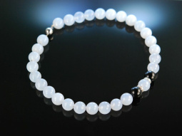 Art Deco style! Necklace Gold 585 Diamonds Chalcedony Onyx