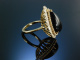 Black and sparkling! Vintage Ring um 1960 Gold 585 Onyx Tropfen Brillanten