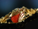 Kesser Glckskfer! Brosche Gold 585 Koralle um 1950 vintage brooch