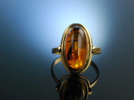 Lovely Amber! Vintage Ring Bernstein Gold 333 um 1955