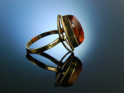 Lovely Amber! Vintage Ring Bernstein Gold 333 um 1955