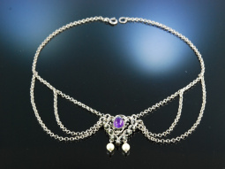 Trachtenkette Silber Amethyst Salzburg um 1930