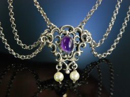 Trachtenkette Silber Amethyst Salzburg um 1930