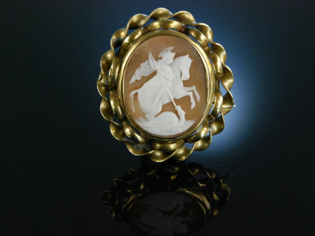 Heiliger Georg! Antike Gemmen Brosche Pinchbeck cameo brooch England um 1850