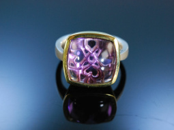 Violet Heart! Moderner Ring Sterling Silber 925 vergoldet...