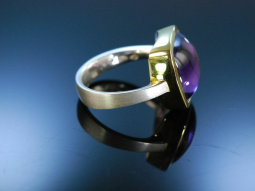 Violet Heart! Moderner Ring Sterling Silber 925 vergoldet Herzmotiv Amethyst