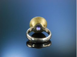 Moderner Ring Silber 925 vergoldet Amethyst satiniert