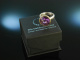 Moderner Ring Silber 925 vergoldet Amethyst satiniert