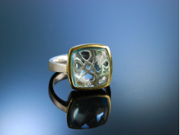 Sky of Love! Moderner Ring Silber 925 vergoldet Blau Topas Herz Motiv