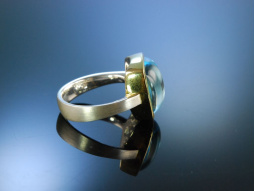 Sky of Love! Moderner Ring Silber 925 vergoldet Blau...