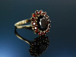 Grantring Trachtenring Gold 333 Ring Granat um 1950