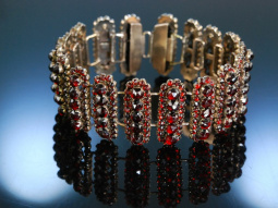 Karfunkelstein! Antikes Granat Armband rot vergoldet B&ouml;hmen um 1850 Garnet Bracelet