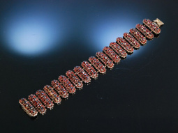Karfunkelstein! Antikes Granat Armband rot vergoldet B&ouml;hmen um 1850 Garnet Bracelet