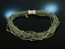 Green Mermaid Necklace! Collier Kette Serpentin Zucht...