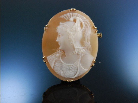 Exquisite Kamee Brosche Athena Gold 750 Frankreich um 1860