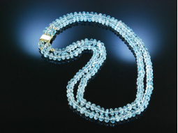 Sky Blue Topas! Exquisite Kette Blau Topas Gold 585 zweireihig