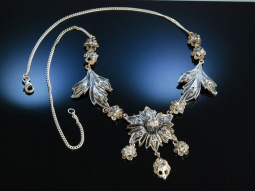 Historische Blumen! Diamant Collier England 19. Jh. Silber goldverb&ouml;det
