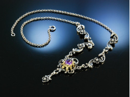 Trachten Collier Silber vergoldet Amethyst Salzburg um 1950