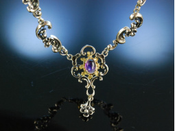 Trachten Collier Silber vergoldet Amethyst Salzburg um 1950