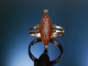 Antiker Ring mit Karneol Kamee Saatperlen Rot Gold 750 um 1860