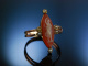 Antiker Ring mit Karneol Kamee Saatperlen Rot Gold 750 um 1860