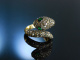 Schlangenring Gold 750 schwarze Diamanten Smaragde