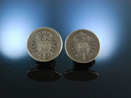 Paar Trachtenknöpfe Münzen Deutsches Reich Silber um 1900