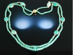 Emerald Necklace! Smaragd Collier 2 reihig Silber vergoldet