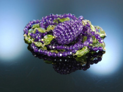 Lange Kette mit Pampel Amethyst Peridot Silber vergoldet