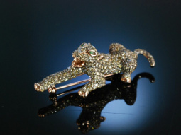 Exquisite Panther Brosche Ros&eacute;gold 750 Brillanten...