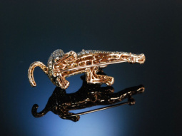 Exquisite Panther Brosche Ros&eacute;gold 750 Brillanten...
