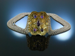 Exquisite Kropfkette Silber vergoldet Amethyste Wien um...