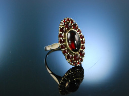 Antiker Granat Ring Silber vergoldet Graz um 1900