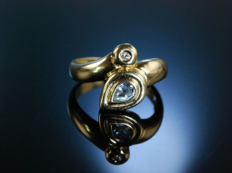 Massiver Ring Gold 585 Aquamarin Brillant feine Qualit&auml;t