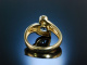 Massiver Ring Gold 585 Aquamarin Brillant feine Qualität
