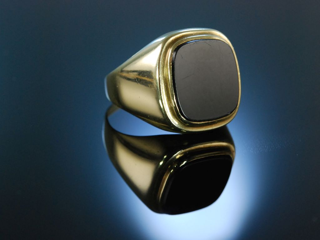 Herrenring Siegel Ring Wappenring Gold 1950, € 333 um 199,00 Onyx