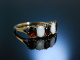 Englischer Opal Granat Ring Gold 9 Kt um 1978
