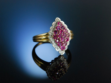 Marquise Ring Gold 9 Kt Rubine Diamanten England
