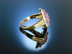 Marquise Ring Gold 9 Kt Rubine Diamanten England