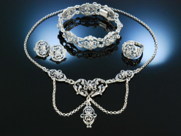 Zu Tracht und Dirndl! 4 teiliges Trachten Schmuck Set Parure Silber 835 &Ouml;sterreich um 1950