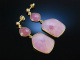 Ohrringe Silber 925 vergoldet Pink Saphire Schachbrettschliff