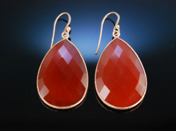 Ohrringe Silber 925 ros&eacute;vergoldet Karneol Schachbrettschliff