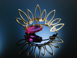 Exquisite Turmalin Brosche Rubellit Gold 750 Brillanten...