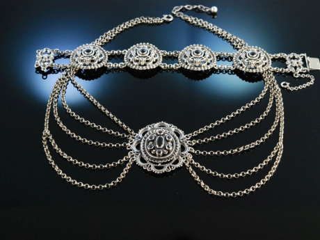 Tracht! Kropfkette und Armband Silber Granat Salzburg um 1930