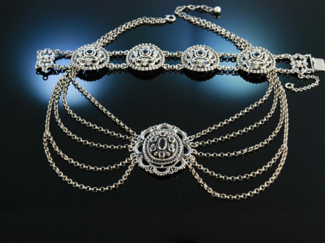 Tracht! Kropfkette und Armband Silber Granat Salzburg um 1930